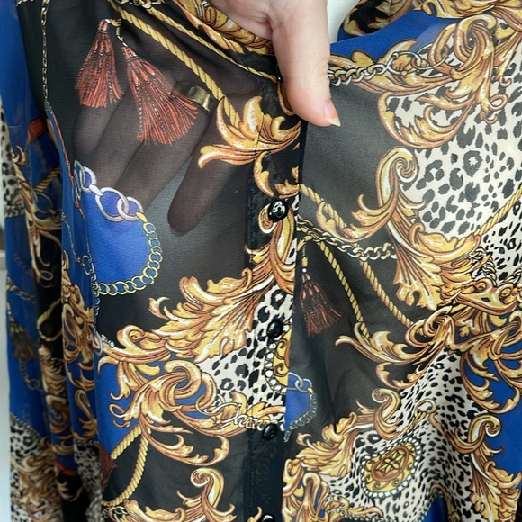 Forever 21 Vintage style 80s miami versace style sheer button up - Picture 3 of 7